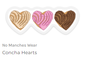 Sticker of heart-shaped conchas